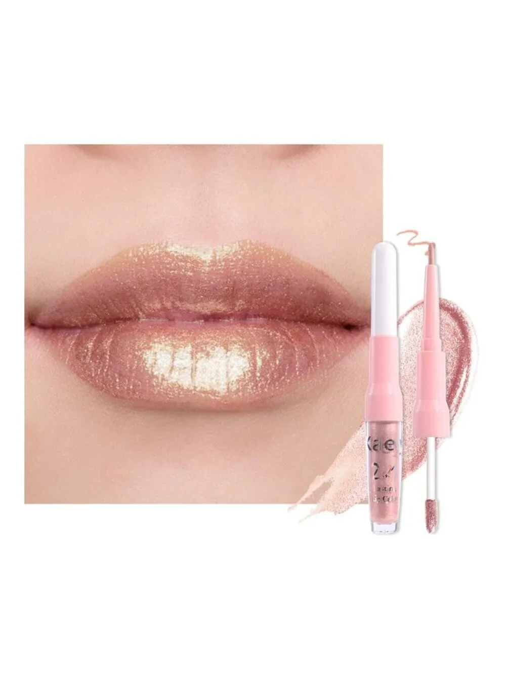 Womens 05# Champagne Gold-Metallic Glitter Liquid Lipstick lippies Lip Gloss